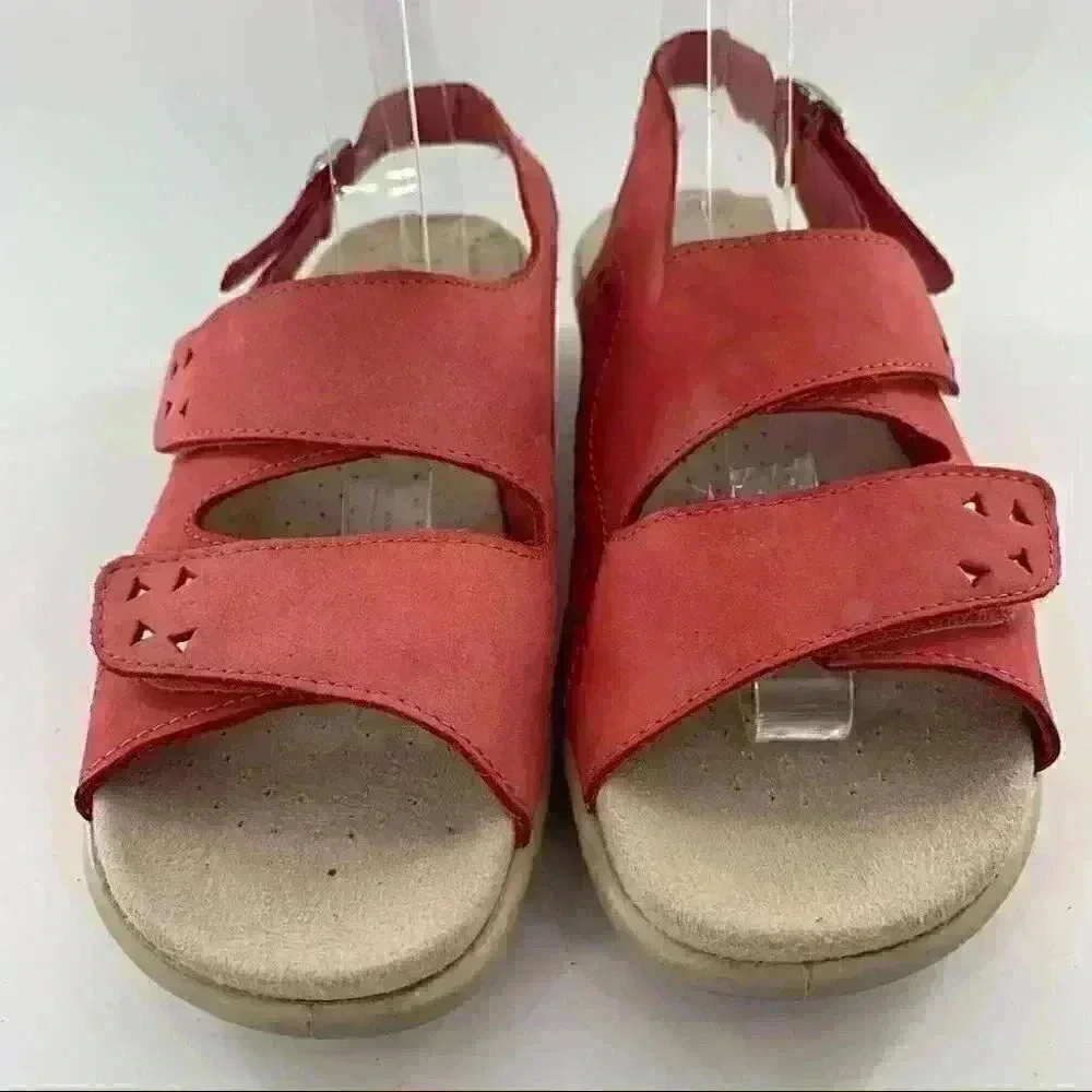 Hotter womens sandals size 8 39 red nubuck sticky strap walking Grannycore